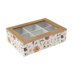 Box for Infusions Versa Bloemblaadjes Hout 17 x 7 x 24 cm