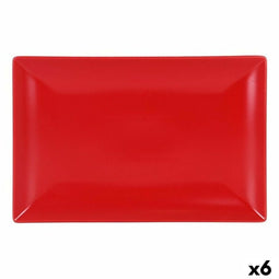 Serveerschaal La Mediterránea Ming II Rood Rechthoekig 34 x 22 x 2,5 cm (6 Stuks) (34 x 22 x 2,5 cm)