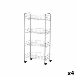 Groentetrolley Kinvara W4117-1-S Zilverkleurig Metaal Polypropyleen Plastic 37 x 27 x 82,5 cm (4...