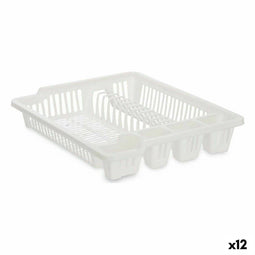 Afdruiprek voor Keukengootsteen 46 x 8 x 37,5 cm Wit Plastic (12 Stuks)