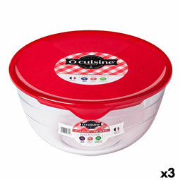 Ronde Lunchtrommel met Deksel Ô Cuisine Prep&store Ocu Rood 2 L 22 x 22 x 11 cm Glas (3 Stuks)