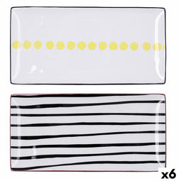 Snackdienblad Bidasoa Zigzag Multicolour Keramisch 30,5 x 15 x 2 cm (6 Stuks)