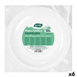 Set van herbruikbare borden Algon Cirkelvormig Wit Plastic 22 x 22 x 1,5 cm (6 Stuks)