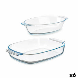 Set van trays Transparant Borosilicaatglas 700 ml 2 L (6 Stuks)