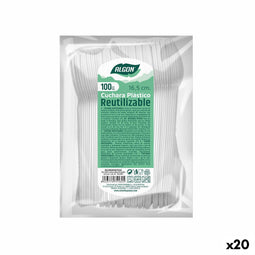 Set Lepels Algon Herbruikbaar Wit 20 Stuks 16,5 cm