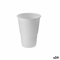 Set van herbruikbare glazen Algon Plastic Wit 15 Onderdelen 330 ml (24 Stuks)