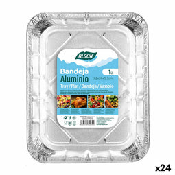Dienblad Algon Aluminium Rechthoekig 32 x 26 x 5,3 cm (24 Stuks)