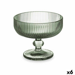 Glas voor ijs en milkshakes Strepen Groen Glas 310 ml (6 Stuks)