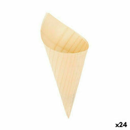 Kommenset Algon Kegels Wegwerp Hout 10 Onderdelen 15,5 cm (24 Stuks)
