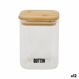 Voedselopslagcontainer Quttin Bamboe Borosilicaatglas Vierkant 480 ml (12 Stuks)
