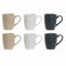 Set van 6 kopjes DKD Home Decor Wit Beige Natuurlijk Donker grijs Rubberwood Plastic Keramiek 160 ml