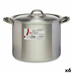 Casserolepan met deksel Ø 24 cm Zilverkleurig Aluminium (6 Stuks)