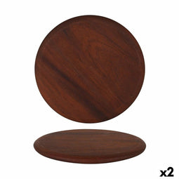 Dienblad Viejo Valle Iroko Cirkelvormig ø 32 x 1,8 cm (2 Stuks)