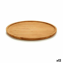Snackdienblad Rond Bruin Bamboe 30 x 1,5 x 30 cm (12 Stuks)