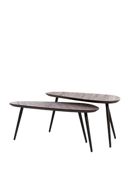 Light&living Salontafel S/2 84x39x34+84x39x39 cm VIEJO hout bruin+zwart