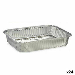 Set Keukenservies Wegwerpbaar Rechthoekig Aluminium 31,5 x 6,5 x 20,5 cm (24 Stuks)