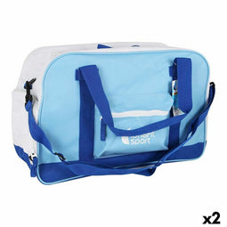 Sporttas met Schoenenhouder LongFit Care Blauw/Wit (2 Stuks)