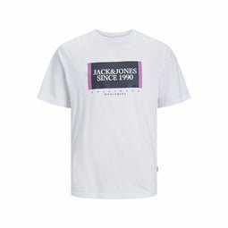 Heren-T-Shirt met Korte Mouwen Jack & Jones Lafayette Box Wit Maat L