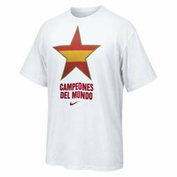 Heren-T-Shirt met Korte Mouwen Nike Estrella España Campeones del Mundo 2010 Wit Maat L