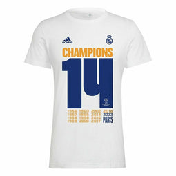 Heren Voetbal T-shirt met Korte Mouwen Adidas Real Madrid Champions 2022 Maat XL
