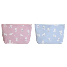 Reistasje DKD Home Decor Blauw Roze polialgodon osos 33 x 8 x 21 cm (2 Stuks)