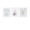 Set van 3 Schilderijen Crochetts Alice Multicolour Hout MDF 33 x 43 x 2 cm Konijnenvlees Blommor...