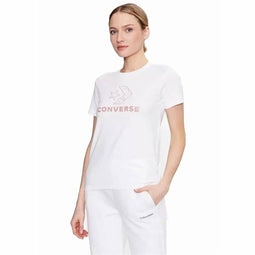 Dames-T-Shirt met Korte Mouwen Converse Seasonal Star Chevron Wit Maat S