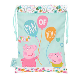 Lunchtrommel Peppa Pig Cosy corner Zak Licht Blauw (20 x 25 cm)