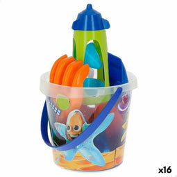 Strandspeelgoedset Colorbaby Mr Craby Ø 18 cm Polypropyleen (16 Stuks)