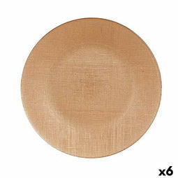 Eetbord Gouden Glas Ø 27 cm (6 Stuks)