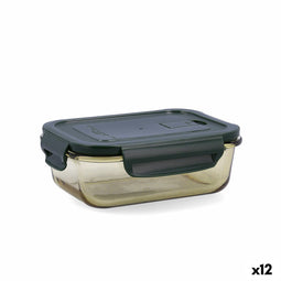 Hermetische Lunchtrommel Bidasoa Infinity Rechthoekig 630 ml Geel Glas (12 Stuks)