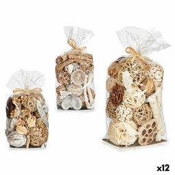 Tas Decoratieve bollen Bruin Wit vlechtwerk (18 x 34 x 14 cm) (12 Stuks)
