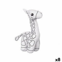 Knuffel om in te kleuren Wit Zwart Stof 17 x 22 x 9 cm Giraf (8 Stuks)