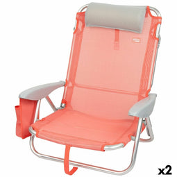 Klapstoel met Hoofdsteun Aktive Flamingo Koraal 51 x 76 x 45 cm (2 Stuks)