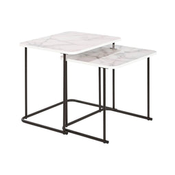 Set van 2 tafels DKD Home Decor Wit Zwart Metaal Hout MDF 51 x 43 x 49 cm