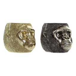 Decoratieve figuren DKD Home Decor 20 x 24,5 x 18,5 cm Zilverkleurig Gouden Koloniaal Gorilla (2...