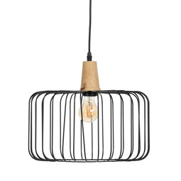 Plafondlamp Zwart Natuurlijk Hout Ijzer 220-240 V 35 x 35 cm