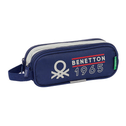 Pennenetui met 2 vakken Benetton Varsity Grijs Marineblauw 21 x 8 x 6 cm