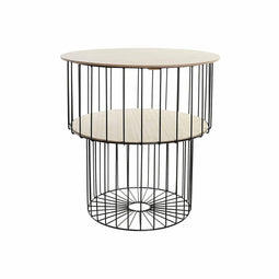 Bijzettafel DKD Home Decor Natuurlijk Zwart MDF Ijzer (49 x 49 x 51,5 cm)