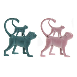 Decoratieve figuren DKD Home Decor Groen Roze Hars Stroomden Tropisch 22,5 x 8 x 27,5 cm