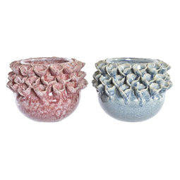 Vaas DKD Home Decor Roze Turkoois Keramiek Bloem Mediterrane 17 x 17 x 13,5 cm 19 x 19 x 13,5 cm...