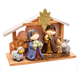 Kerstversiering Geboorte/Bethlehem Multicolour Hout Keramisch 27,5 x 12 x 20 cm (4 Onderdelen)