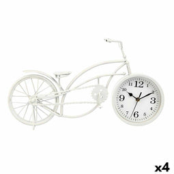 Bordsklocka Fiets Wit Metaal 42 x 24 x 10 cm (4 Stuks)
