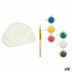 Spaarpot die je kunt verven Wit 13,9 x 8,4 x 9,6 cm Regenboog (12 Stuks)