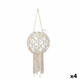 Kaarshouder Macramé Wit Katoen 25 x 27 x 25 cm (4 Stuks)