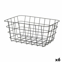 Veelzijdige mand Rechthoekig Zwart Metaal 30,3 x 14 x 22,5 cm (6 Stuks)