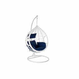Hangende tuinstoel DKD Home Decor Marineblauw Wit Aluminium Synthetische rotan 90 x 70 x 110 cm (...