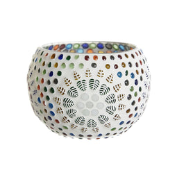 Kaarshouder DKD Home Decor Wit Multicolour Kristal 13 x 13 x 9 cm