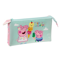Pennenetui met 2 vakken Peppa Pig Ice cream Roze Munt 22 x 12 x 3 cm