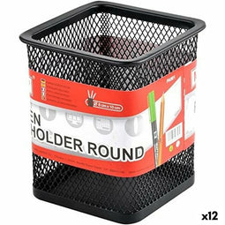 Potloodhouder MP Zwart Metaal 8 x 8 x 10 cm (12 Stuks)